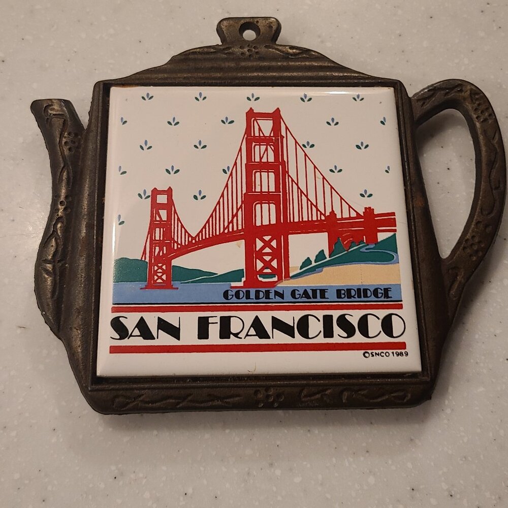 San Francisco 1989 Golden Gate Bridge Tile Trivet